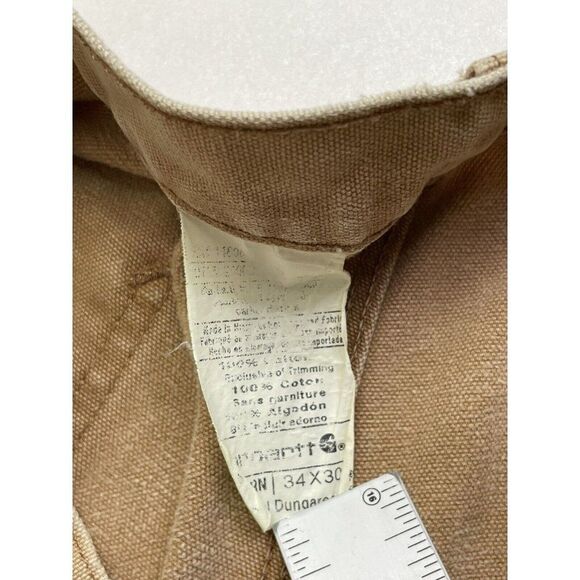 VINTAGE Carhartt Duck Canvas Carpenter Pants Men 32 X 28 Beige Tag Size 34 x 30 - Picture 8 of 10